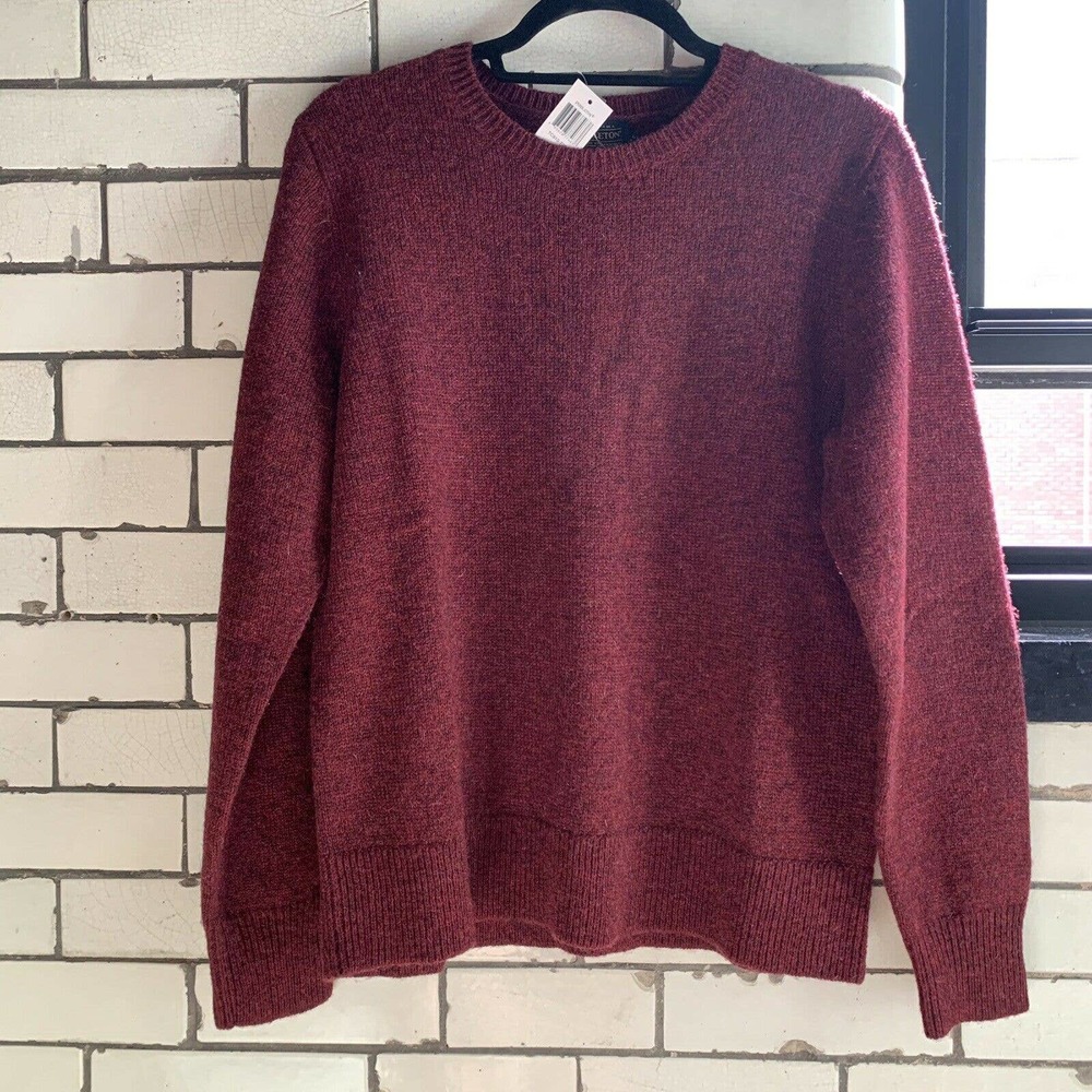 PENDLETON Sweater Women’s Shetland Wool Washable Crew Neck Burgundy Size L NEW
